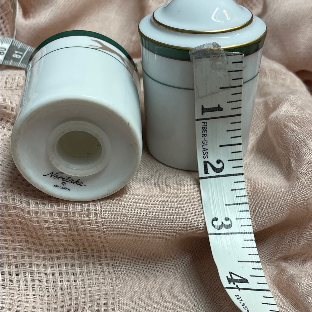 Noritake Royal Hunt White and Green Salt and Pepper Shakers - Picture 5 of 5